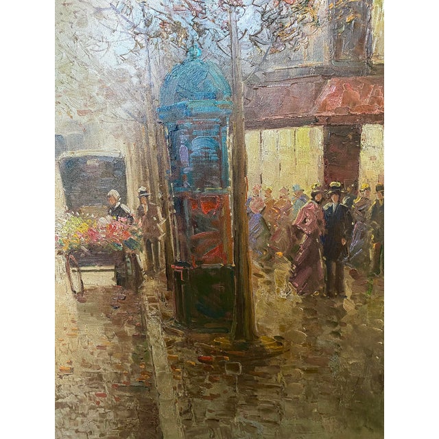 The School of Paris Very Large Oil Painting of 19th C Parisian Boulevard in Gilt Frame by French Artist E. R. Penck For Sale - Image 3 of 4
