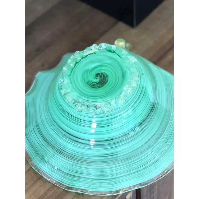 Mid 20th Century Mid-Century Murano Minty Green Dish With Gold Foil Flecks Attributed to Saviati For Sale - Image 5 of 9