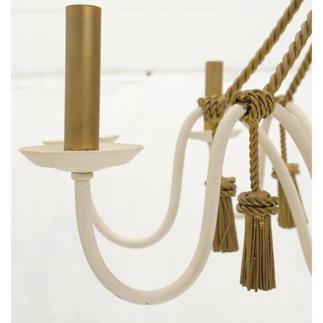 Metal Tassels & Twisted Rope Motive 8 Candles Light Fixture Chandelier For Sale - Image 11 of 13