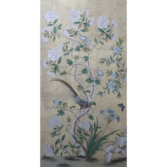 Chinoiserie 20'*40"/Panel*2ps, a Pair of 18th-Century Style Chinoiserie Wall Artwork ( No Frame), Tea Paper For Sale - Image 3 of 8