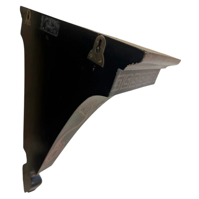 Pr Chinoiserie Greek Key Large Black Wall Brackets For Sale - Image 11 of 12