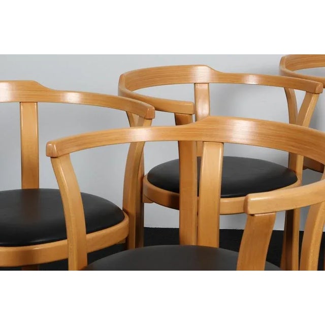 1960s Dining Chairs in Beech and Leather from Farstrup, 1960s, Set of 4 For Sale - Image 5 of 9