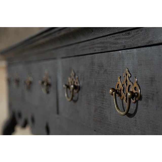 Large English Grain Ebonised Oak Dresser Base, 1870s For Sale - Image 12 of 17