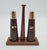 An original vintage tableware set made of beautifully grained teak wood, consisting of two spice containers and a wooden...