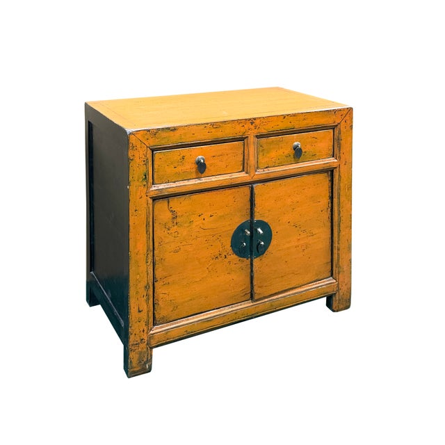 Rustic Distressed Vintage Style Weathered Orange Drawers Credenza Cabinet For Sale - Image 3 of 15