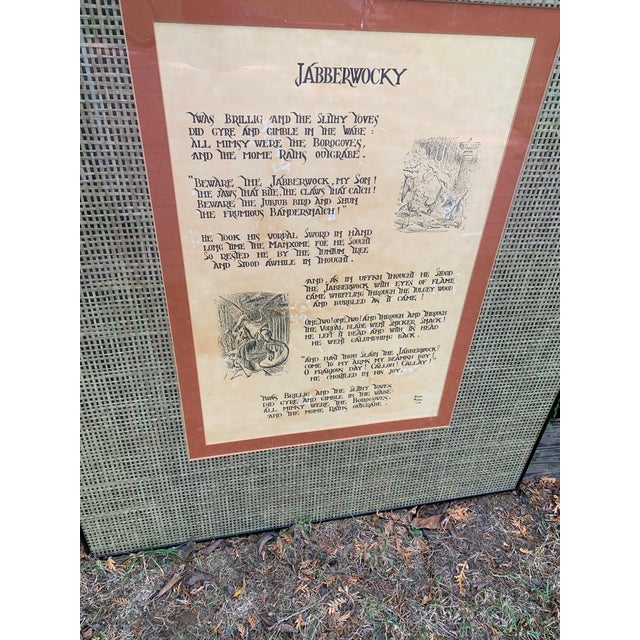 1980s 1980s Framed Lewis Carroll “Jabberwocky” Poem Print With Classic Illustrations For Sale - Image 5 of 7