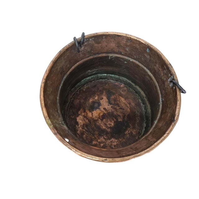 Mid 20th Century Hand-Hammered Copper Hanging Planter With Forged Iron Chain 12" For Sale - Image 5 of 17