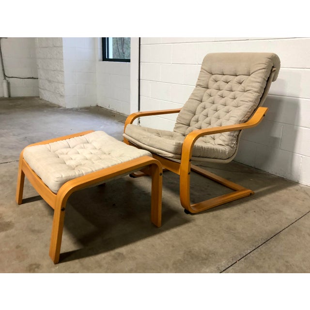 Vintage Noboru Nakamura For Ikea Poem Bentwood Lounge Chair Footstool Chairish