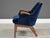 Adrian Pearsall Refinished Petite Walnut Blue Velvet Lounge Chair by Adrian Pearsall For Sale - Image 4 of 7