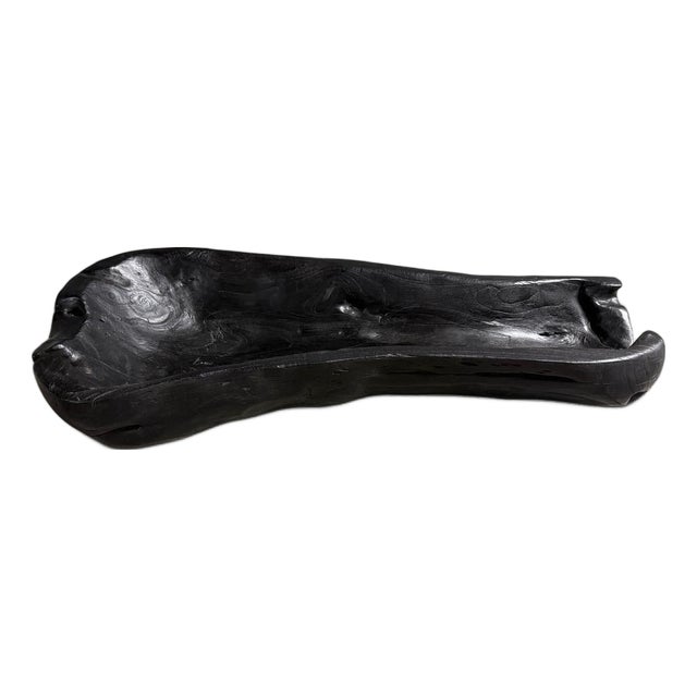 Andrianna Shamaris Sculptural Charred Teak Wood Vessel For Sale