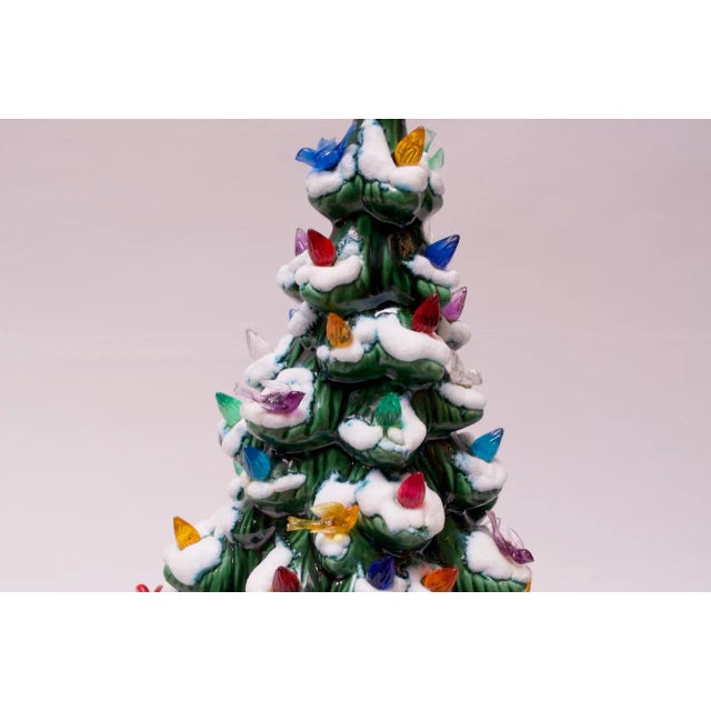 1970s Vintage Ceramic Illuminated Christmas Tree With Music Box For Sale - Image 5 of 13