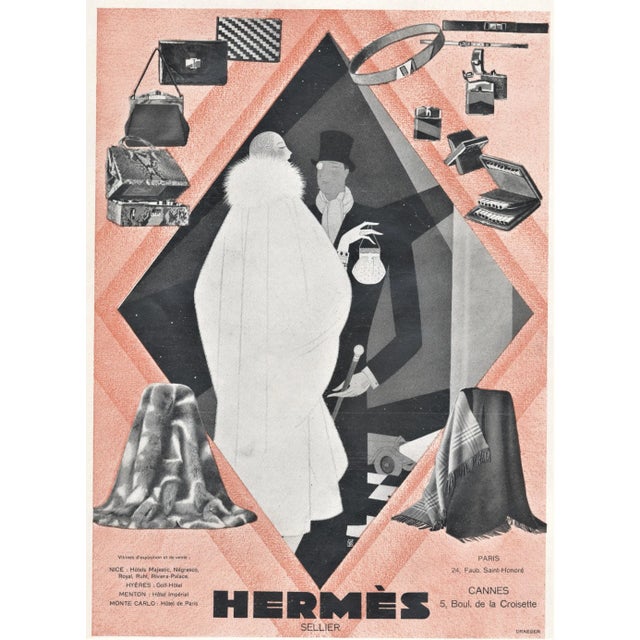 Hermès 1928 French Art Deco Hermès Advertisement Print For Sale - Image 4 of 4