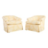 Pair of A. Rudin Attributed White Coral Over Butter Club Chairs For Sale