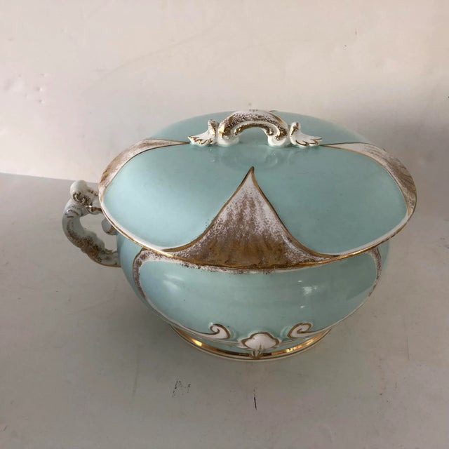 1900 - 1909 Antique Washbowl Set 2-Piece Robins Egg Blue For Sale - Image 5 of 10