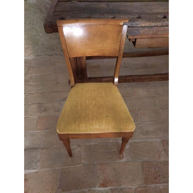 Round Walnut Table with Column Base with Six Chairs, Set of 7 For Sale - Image 18 of 18