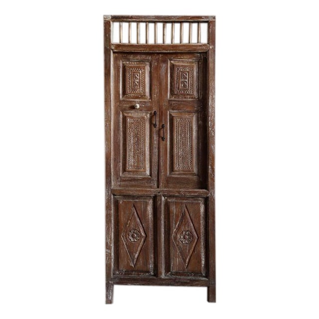 Antique Hand-Carved Teak Wood Garden Door | Authentic Architectural Statement Piece 84x31 For Sale