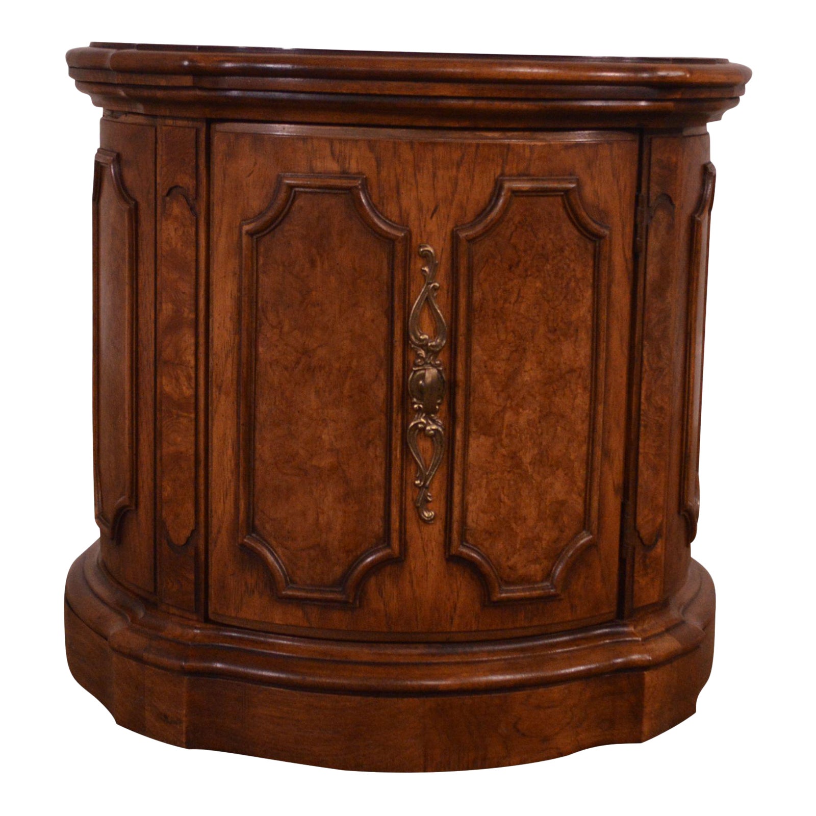 Thomasville Vintage Round Burl Wood Paneled Side Table Chairish