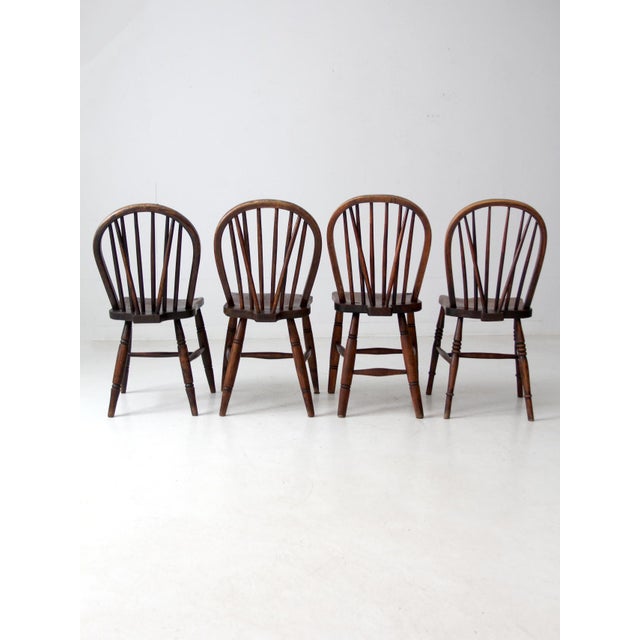 Antique Windsor Brace-Back Dining Chairs Set of 4 For Sale - Image 13 of 14