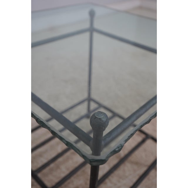 Brown Pair Charleston Forge Glass Top Iron Base Lamp Tables For Sale - Image 8 of 12