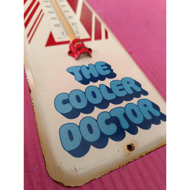 Premium Vintage-Style "Dr. Wells - The Cooler Doctor" Hand-Painted Steel Thermometer Sign For Sale - Image 11 of 13