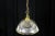 1980s Brass & Holophane Glass Shade Pendant Light Fixture For Sale - Image 13 of 13