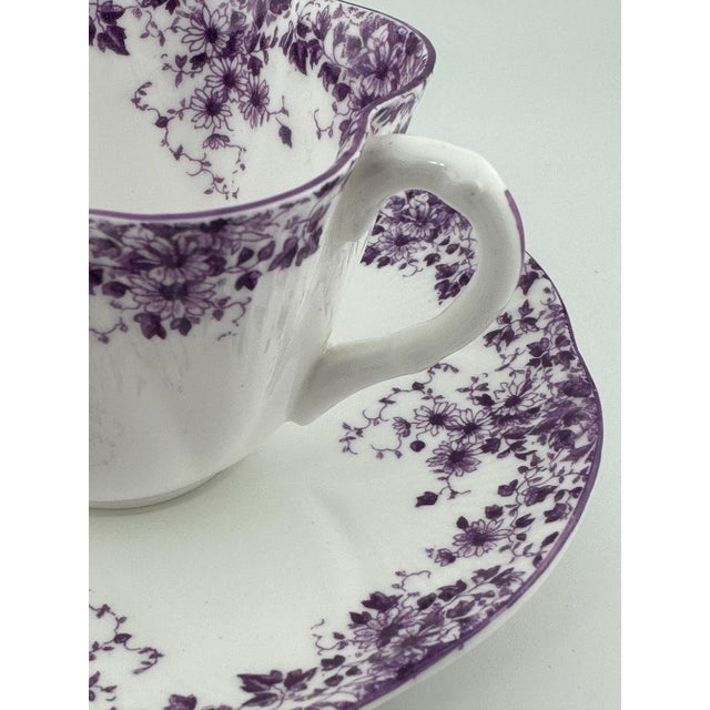 1940s 1940s Shelley Dainty Mauve Tea Cup - English Bone China Cup and Saucer For Sale - Image 5 of 8