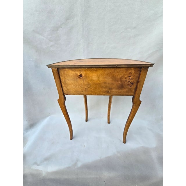 Antique Burlwood Demilune Table With Drawers For Sale - Image 4 of 11