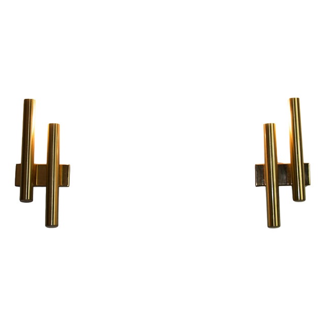Brass Wall Lamps attributed to Sciolari, Italy, 1960s, Set of 2 For Sale