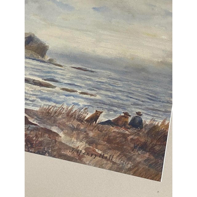 John Henry Hill (1839-1922) Original Coastal Landscape W/ Figures C.1900 For Sale - Image 4 of 12