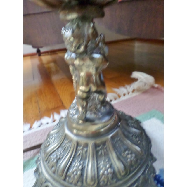 Metal Vintage Mid-Century Modern Hollywood Regency Double Cherub Table Lamp For Sale - Image 7 of 12