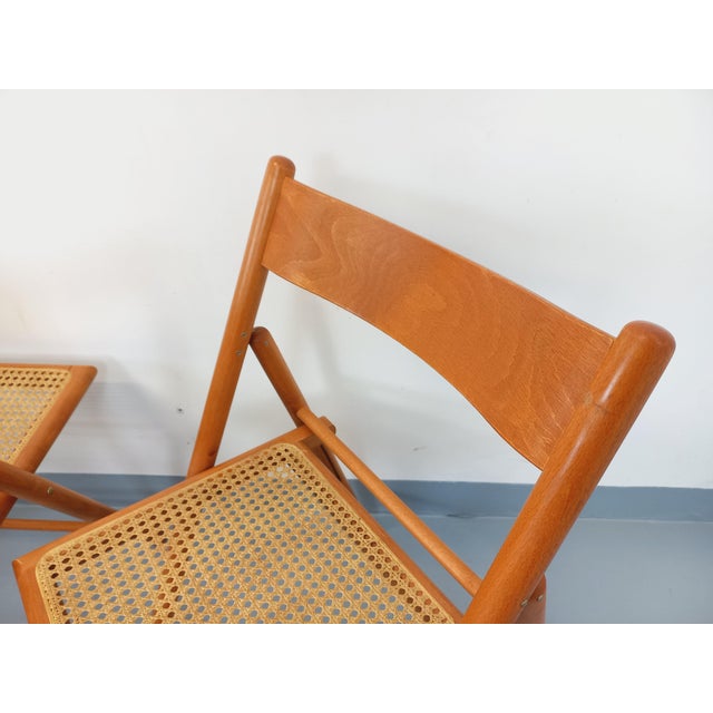 Vintage Folding Chairs in Beech Wood and Caning from Habitat, 1980s, Set of 4 For Sale - Image 13 of 18