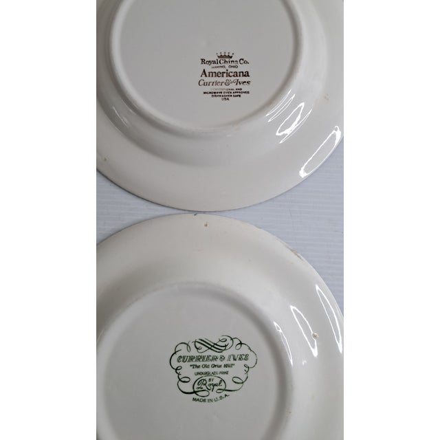 Ceramic Mid 20th Century Currier & Ives Royal Usa Dinner Plates the Old Grist Mill Set of 8 For Sale - Image 7 of 12