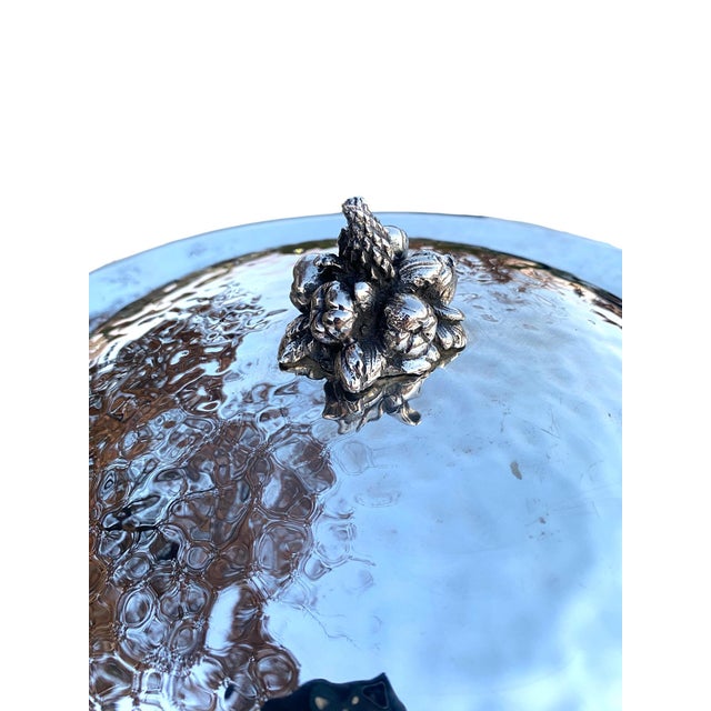 Mid 20th Century Stunning Large Handmade Hammered Silverplate Covered Serving Bowl by Renzo Cassetti, Italy For Sale - Image 13 of 14