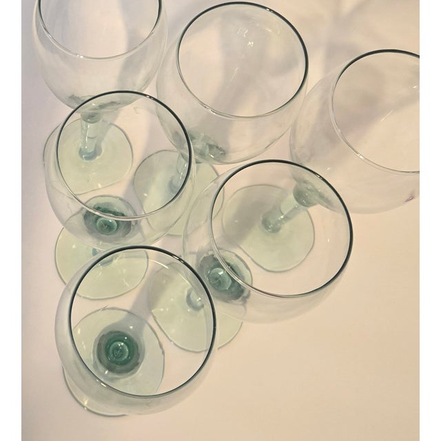 Green Vintage Sea Glass Green Goblets - Set of Six For Sale - Image 8 of 11
