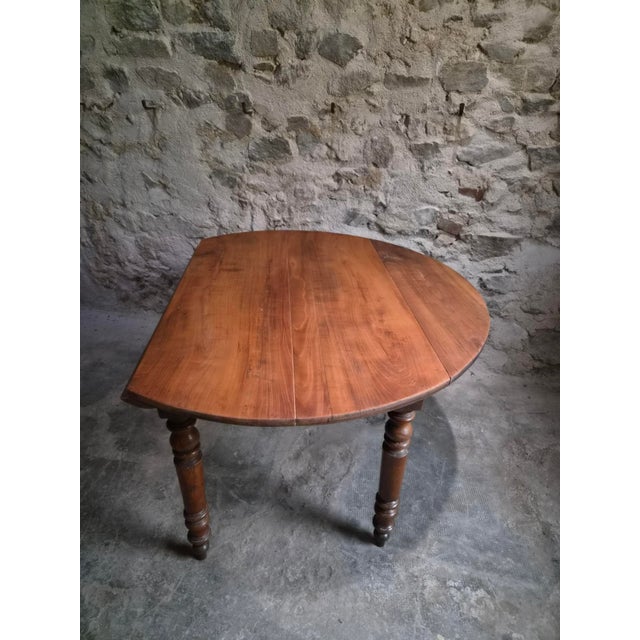 Antique French Drop-Leaf Dining Table in Cherrywood and Walnut, 1870s For Sale - Image 3 of 18