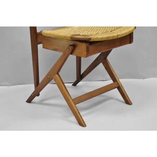 Vintage Mid Century Italian Modern Beech Wood Clothing Valet Chair Seat (A) For Sale - Image 11 of 18