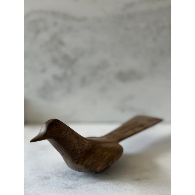 Mid-Century Modern Vintage Solid Hand Carved Wood Roadrunner Bird For Sale - Image 3 of 9