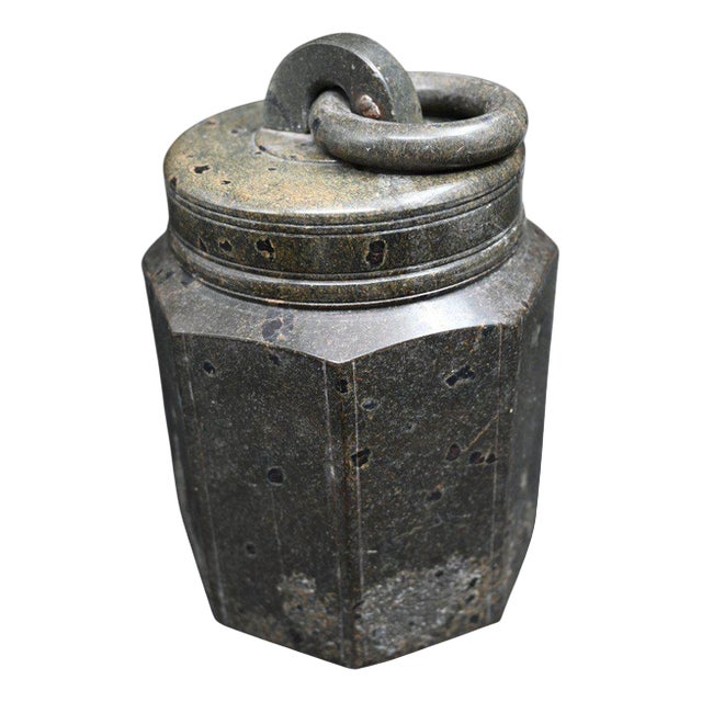 17th Century Baroque Cornish Serpentine Stone Jar with Lid For Sale