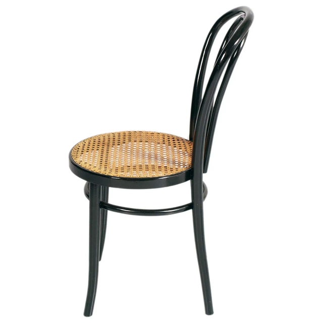 Dining Chairs in Curved Beech & Vienna Straw Seat by Michael Thonet for Thonet, 1940s, Set of 4 For Sale - Image 3 of 8