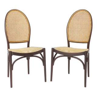 Vintage Bentwood Dining Chairs with Viennese Cane from Thonet, 1960s, Set of 2 For Sale