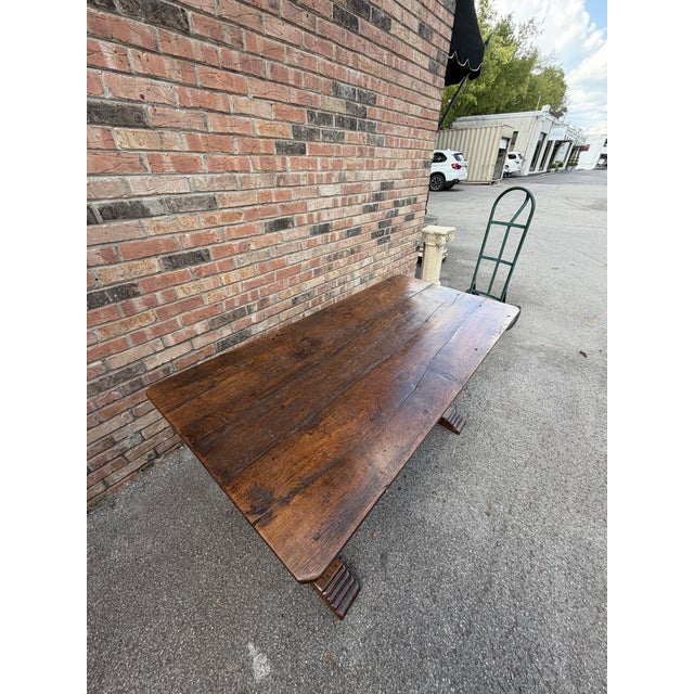 English 19th Century Oak Trestle Table For Sale - Image 3 of 13