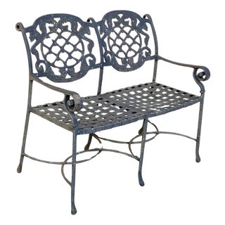 Tuscan Mediterranean Style Cast Aluminum Garden Patio Settee Loveseat Bench For Sale