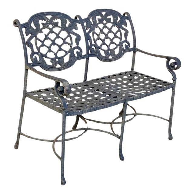 Tuscan Mediterranean Style Cast Aluminum Garden Patio Settee Loveseat Bench For Sale