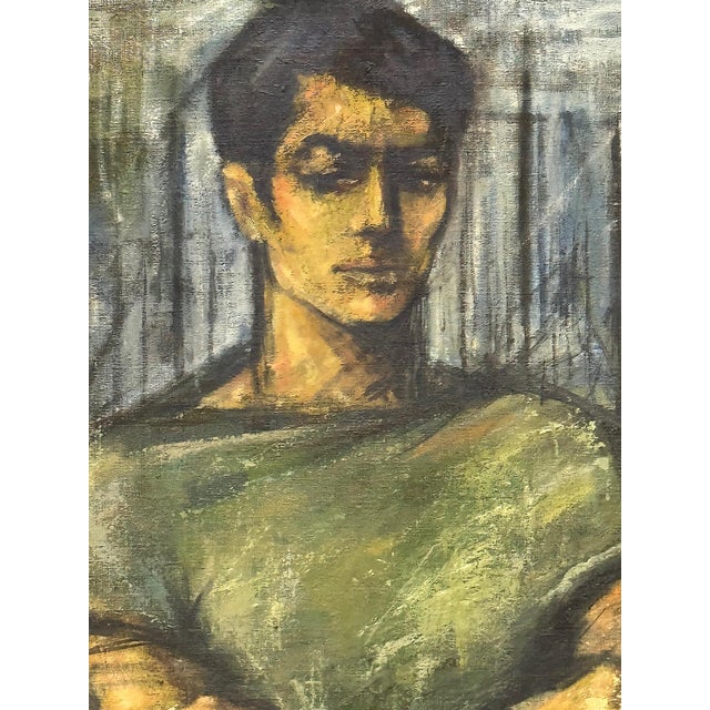 Large Luis Alvarez Mid-Century Portrait Oil Painting, Newly Framed For Sale - Image 4 of 8