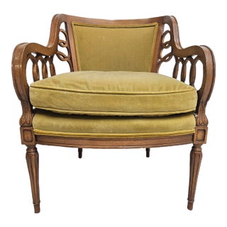 Vintage Hollywood Regency Armchair Provincial Interlocking Circle Design For Sale