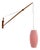 Scandinavian Teak Wall Lamp with Pink Pleated-Shade, 1960s For Sale