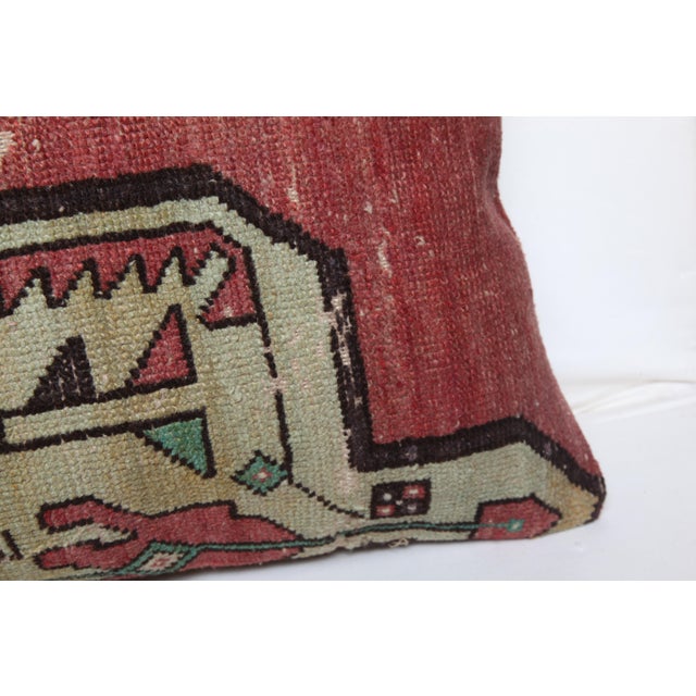 Red Rustic Modern Tribal Rug Lumbar Cushion Cover -20'' X 28'' For Sale - Image 8 of 10