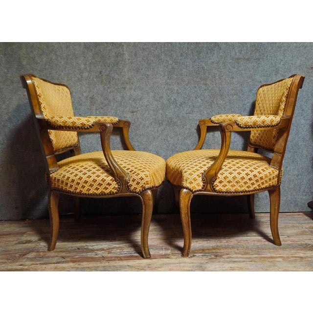Antique Louis XV Walnut Armchairs, Set of 2 For Sale - Image 6 of 8