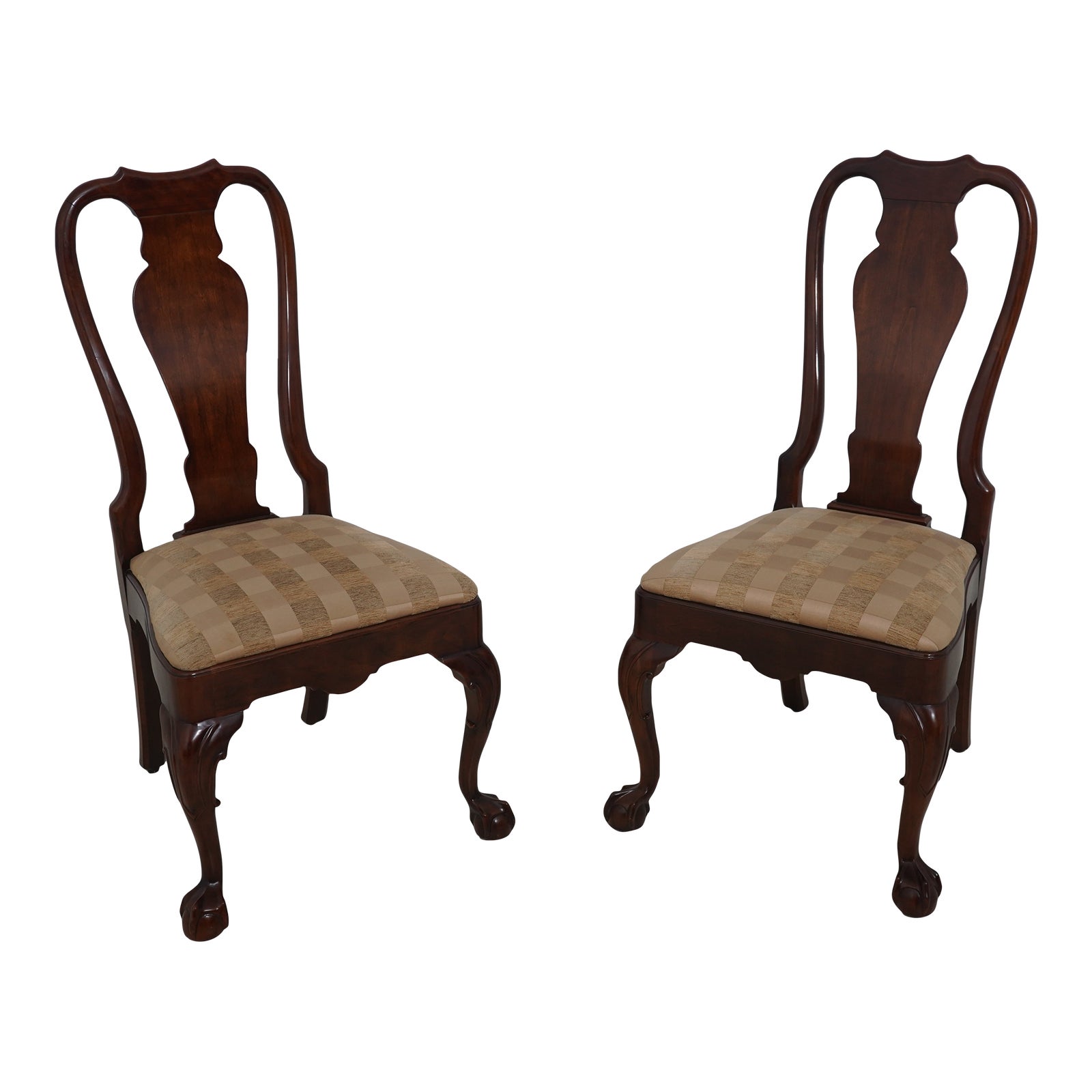 Pair Henredon Salem Collection Walnut Side Chairs | Chairish
