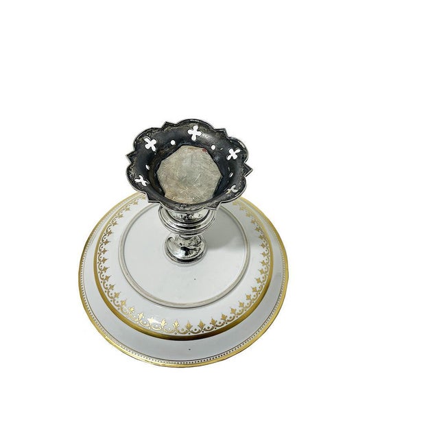 Noble Porcelain Tazza with Dutch Silver Base by F.G. De Groot, 1864 For Sale - Image 6 of 16